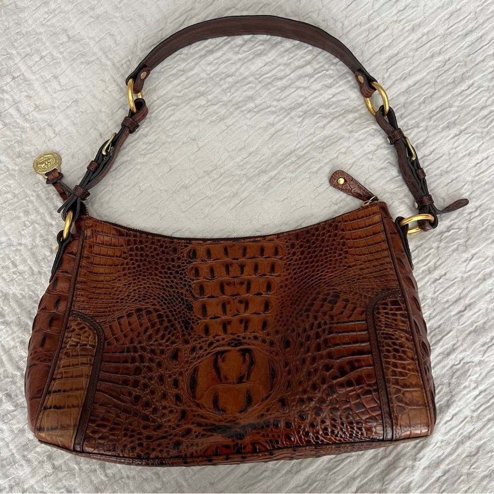 Brahmin Brown Croc Embossed Medium Shoulder Bag One Size - Picture 9 of 15